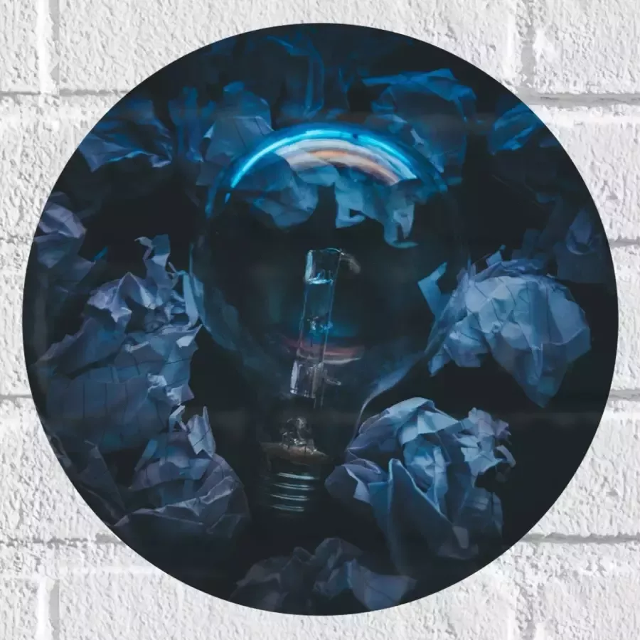 Muursticker Cirkel Lamp tussen Proppen Papier 30x30 cm Foto op Muursticker