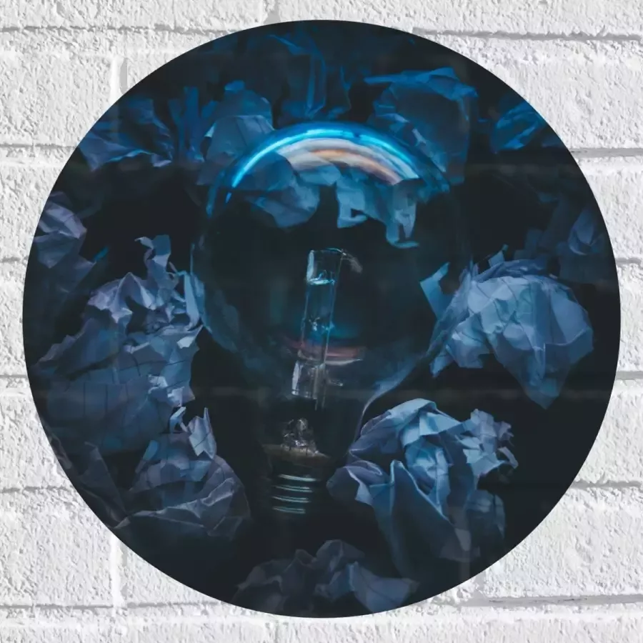 Muursticker Cirkel Lamp tussen Proppen Papier 40x40 cm Foto op Muursticker