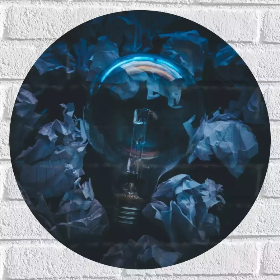 Muursticker Cirkel Lamp tussen Proppen Papier 50x50 cm Foto op Muursticker