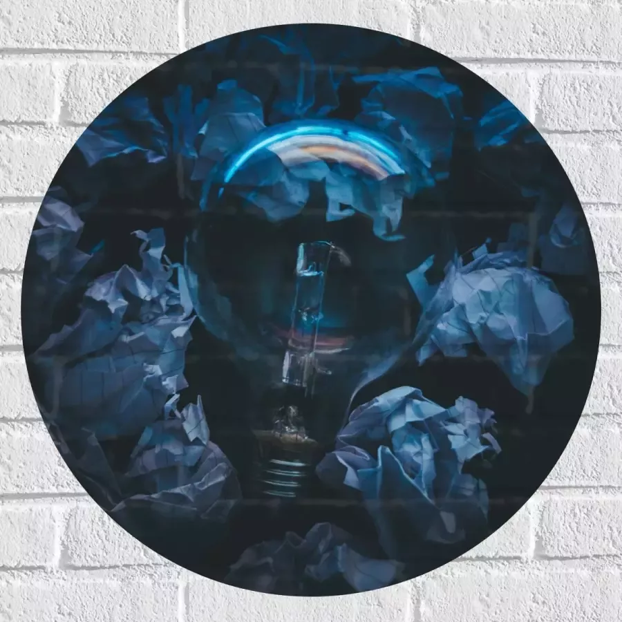 Muursticker Cirkel Lamp tussen Proppen Papier 60x60 cm Foto op Muursticker
