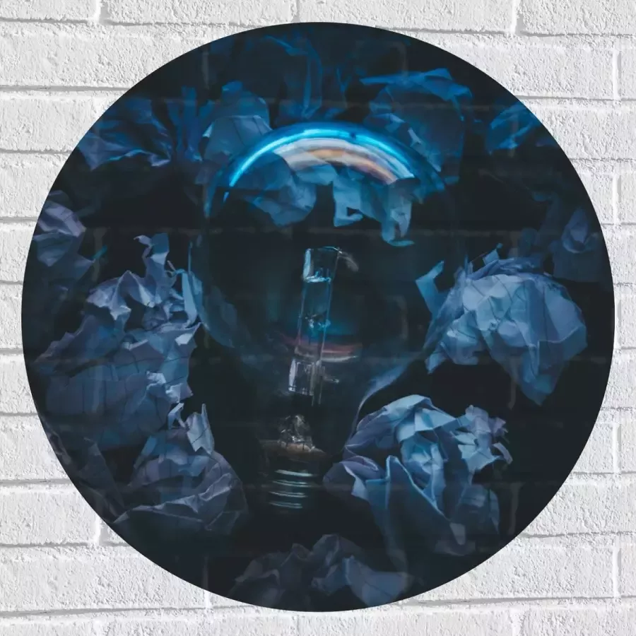 Muursticker Cirkel Lamp tussen Proppen Papier 70x70 cm Foto op Muursticker