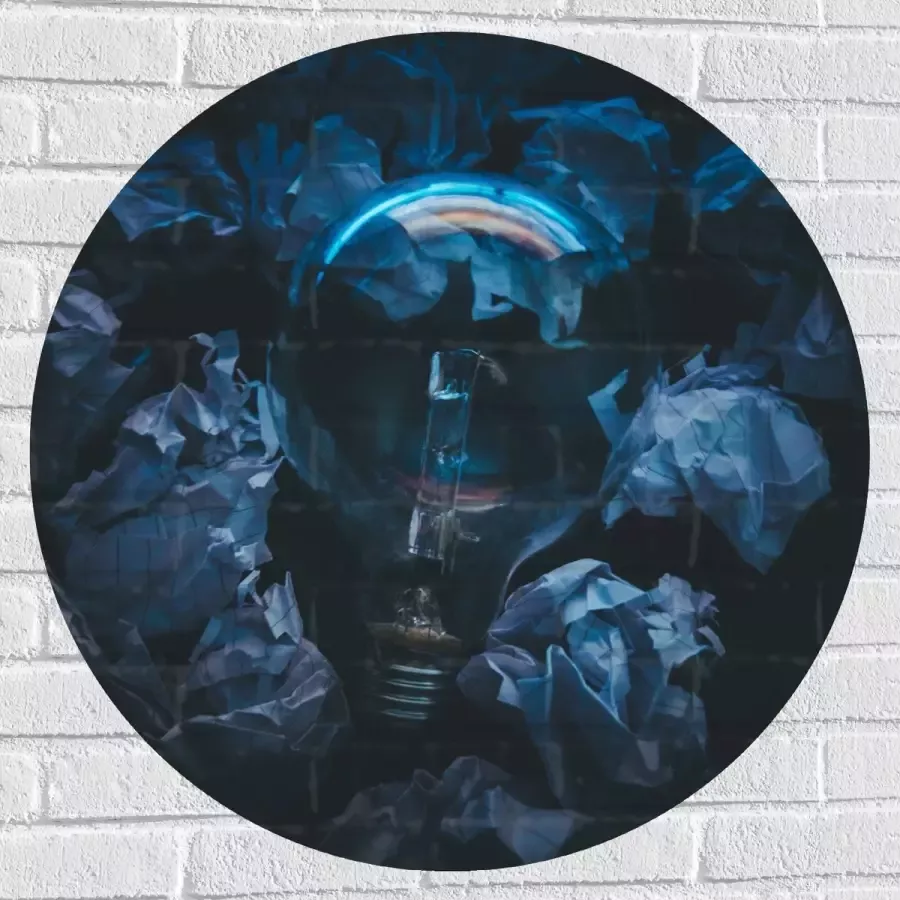 Muursticker Cirkel Lamp tussen Proppen Papier 80x80 cm Foto op Muursticker