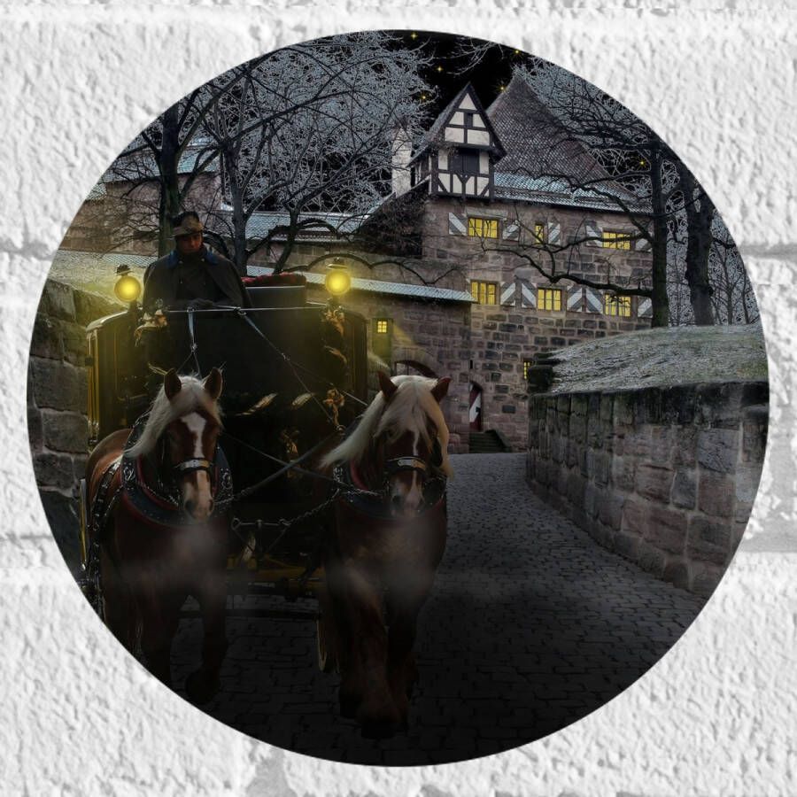 Muursticker Cirkel Pad Persoon Bomen Huis Dier Paarden Lampen 20x20 cm Foto op Muursticker