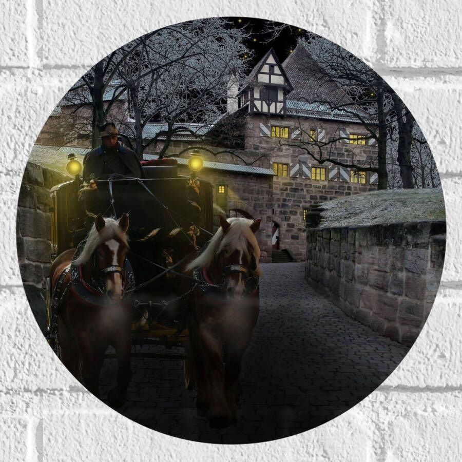 Muursticker Cirkel Pad Persoon Bomen Huis Dier Paarden Lampen 30x30 cm Foto op Muursticker