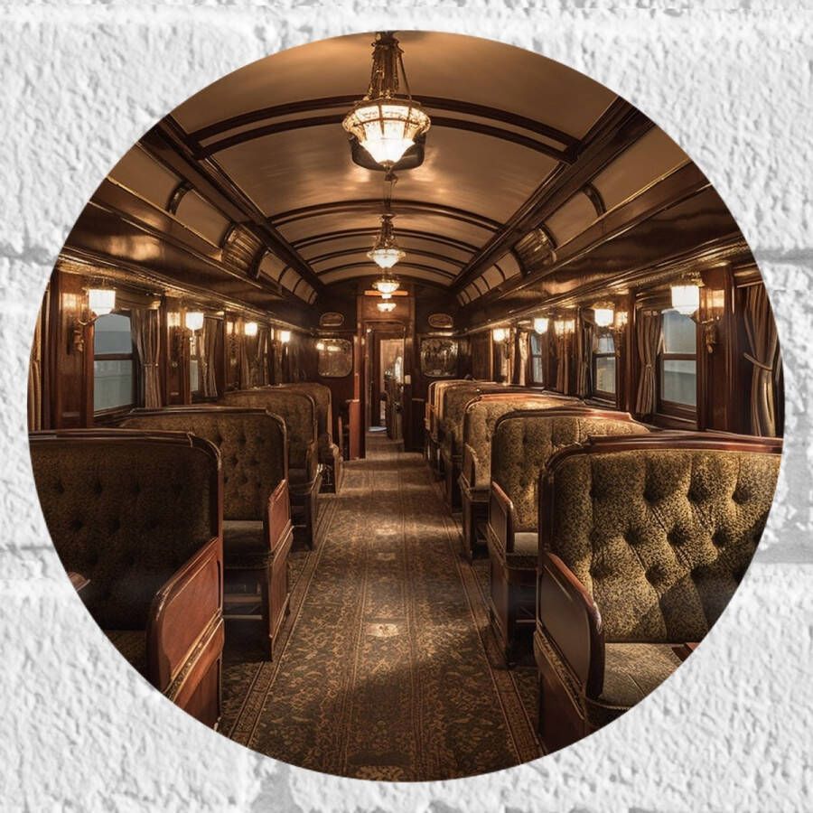 Muursticker Cirkel Trein Stoelen Hout Lampen 20x20 cm Foto op Muursticker