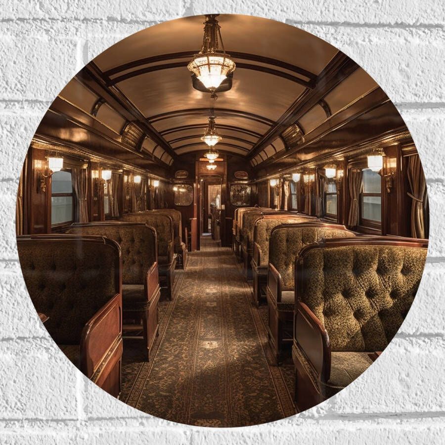 Muursticker Cirkel Trein Stoelen Hout Lampen 40x40 cm Foto op Muursticker