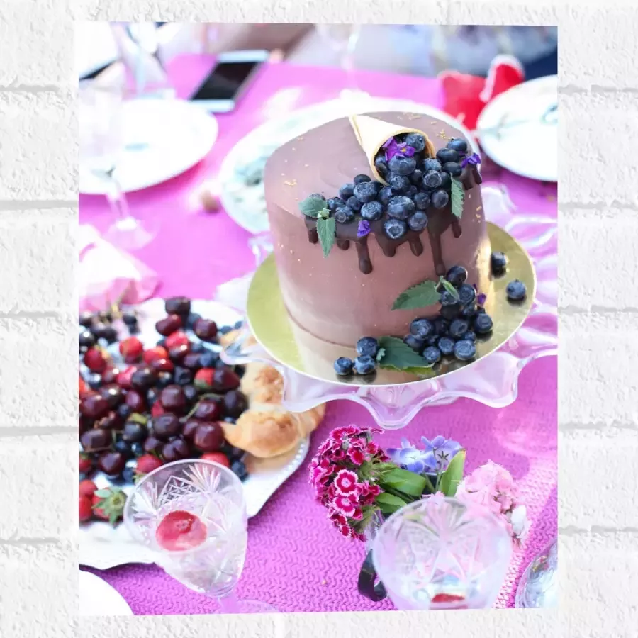 Muursticker Feestelijke Tafel met Hapjes en Drankjes 30x40 cm Foto op Muursticker