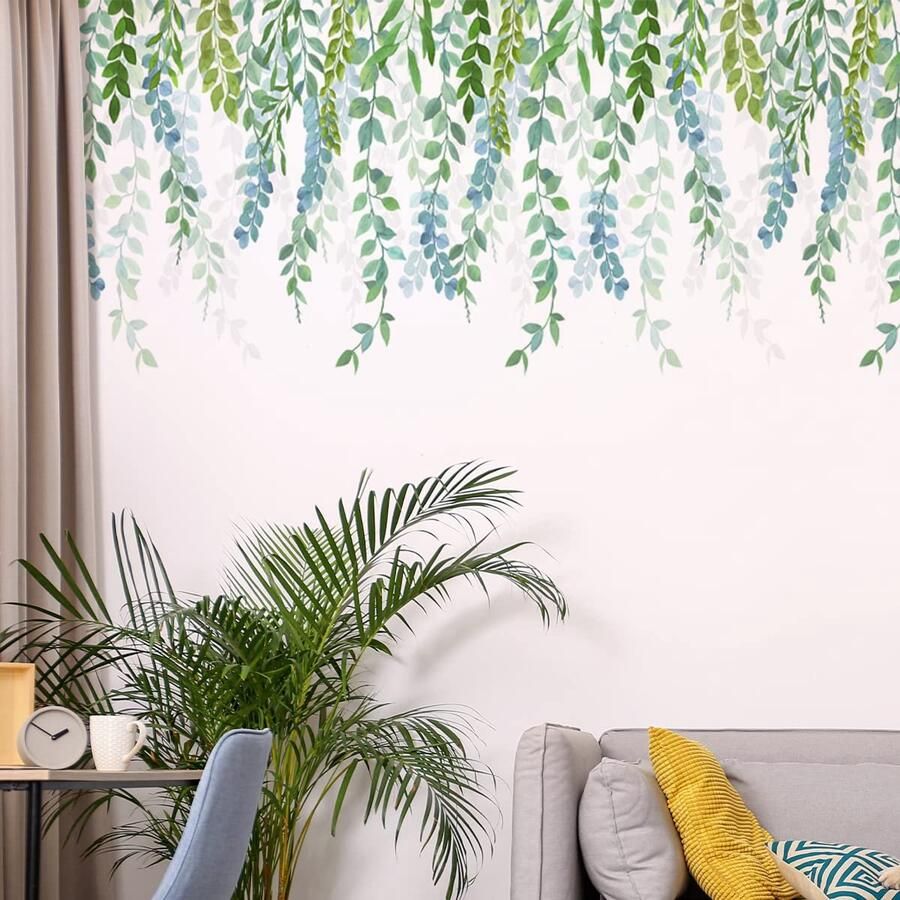 Muursticker Hangende Wijnstok Groene Planten Wijnbladeren Muursticker Verwijderbare Hangende Wijnstok Muurschildering Muursticker Slaapkamer Woonkamer Bank Achtergrond Muurdecoratie