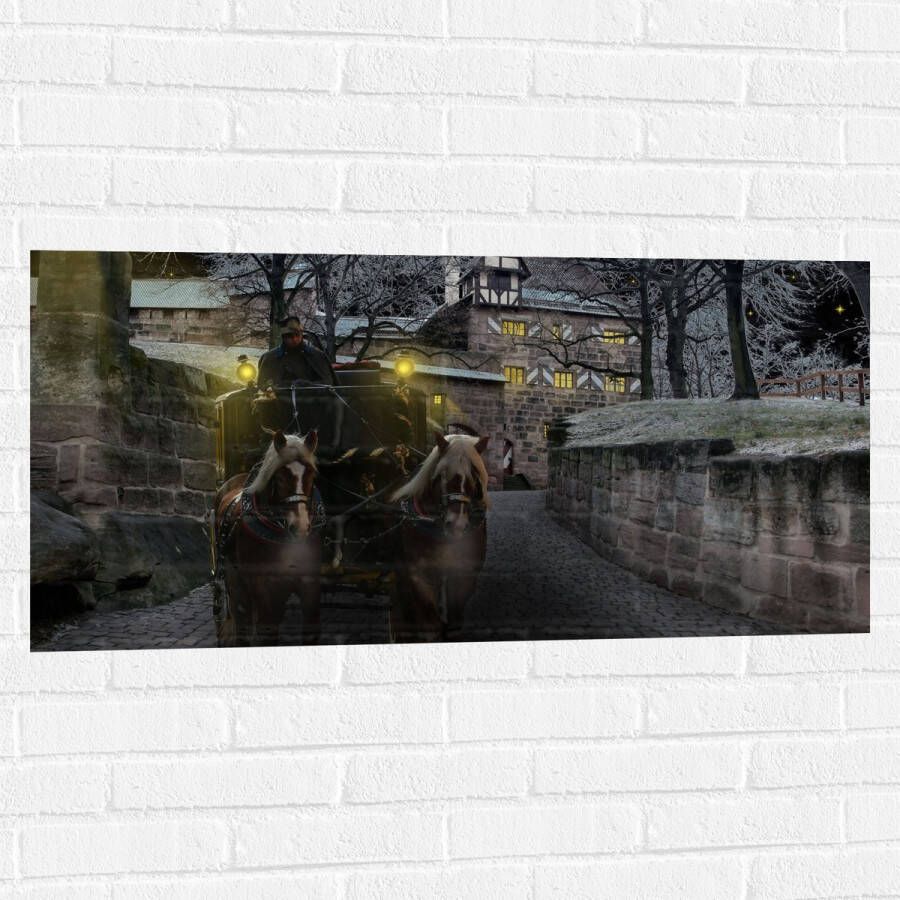 Muursticker Pad Persoon Bomen Huis Dier Paarden Lampen 100x50 cm Foto op Muursticker