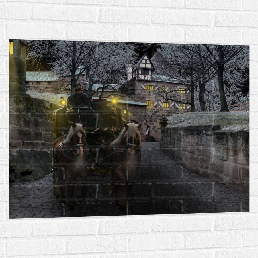 Muursticker Pad Persoon Bomen Huis Dier Paarden Lampen 100x75 cm Foto op Muursticker