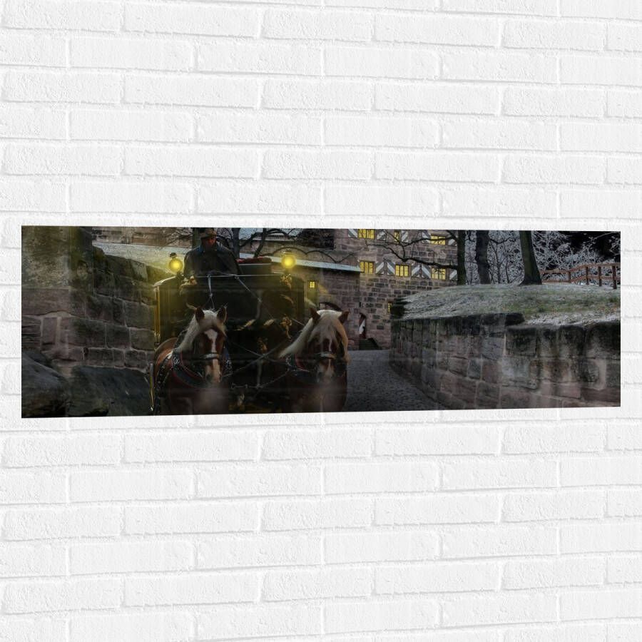 Muursticker Pad Persoon Bomen Huis Dier Paarden Lampen 120x40 cm Foto op Muursticker