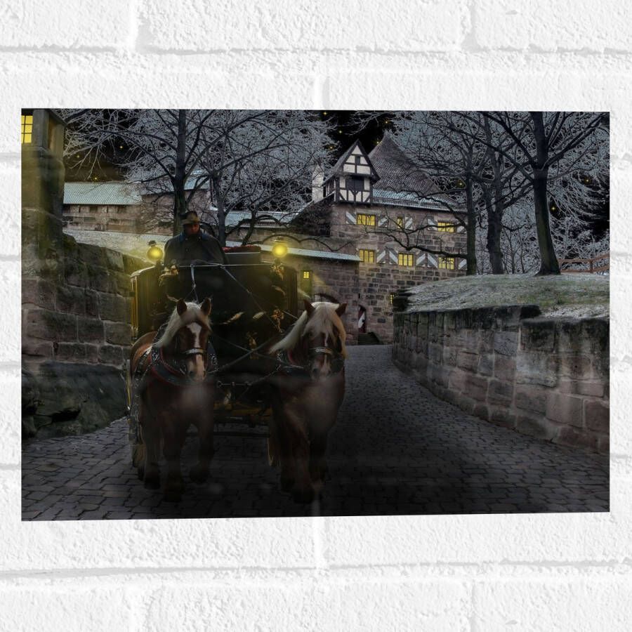 Muursticker Pad Persoon Bomen Huis Dier Paarden Lampen 40x30 cm Foto op Muursticker