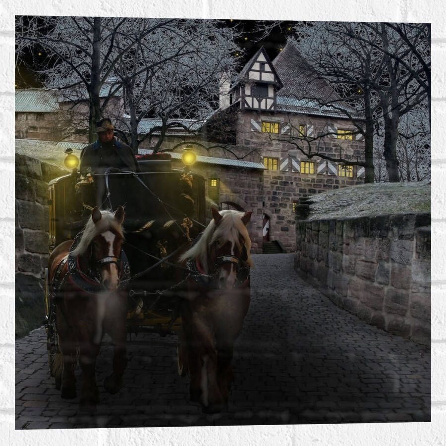 Muursticker Pad Persoon Bomen Huis Dier Paarden Lampen 50x50 cm Foto op Muursticker