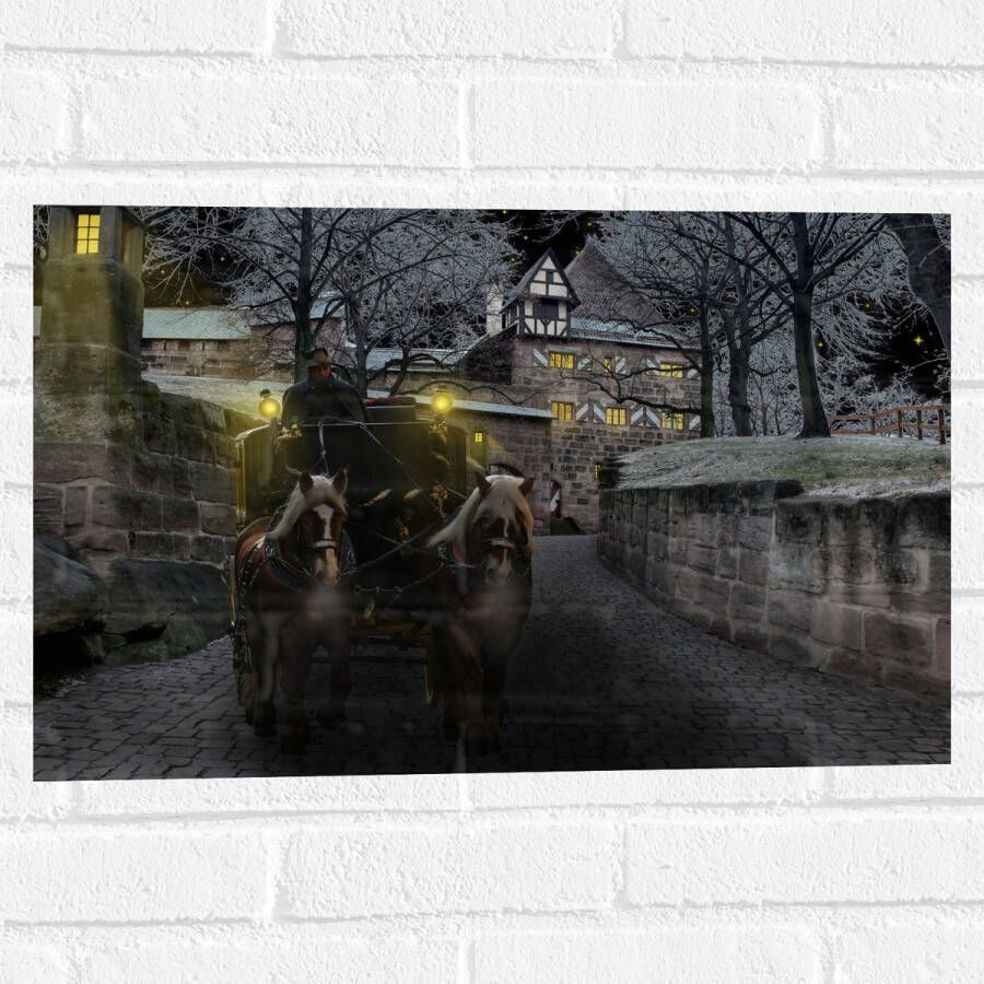 Muursticker Pad Persoon Bomen Huis Dier Paarden Lampen 60x40 cm Foto op Muursticker