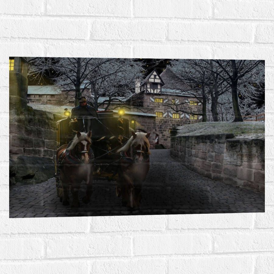 Muursticker Pad Persoon Bomen Huis Dier Paarden Lampen 75x50 cm Foto op Muursticker