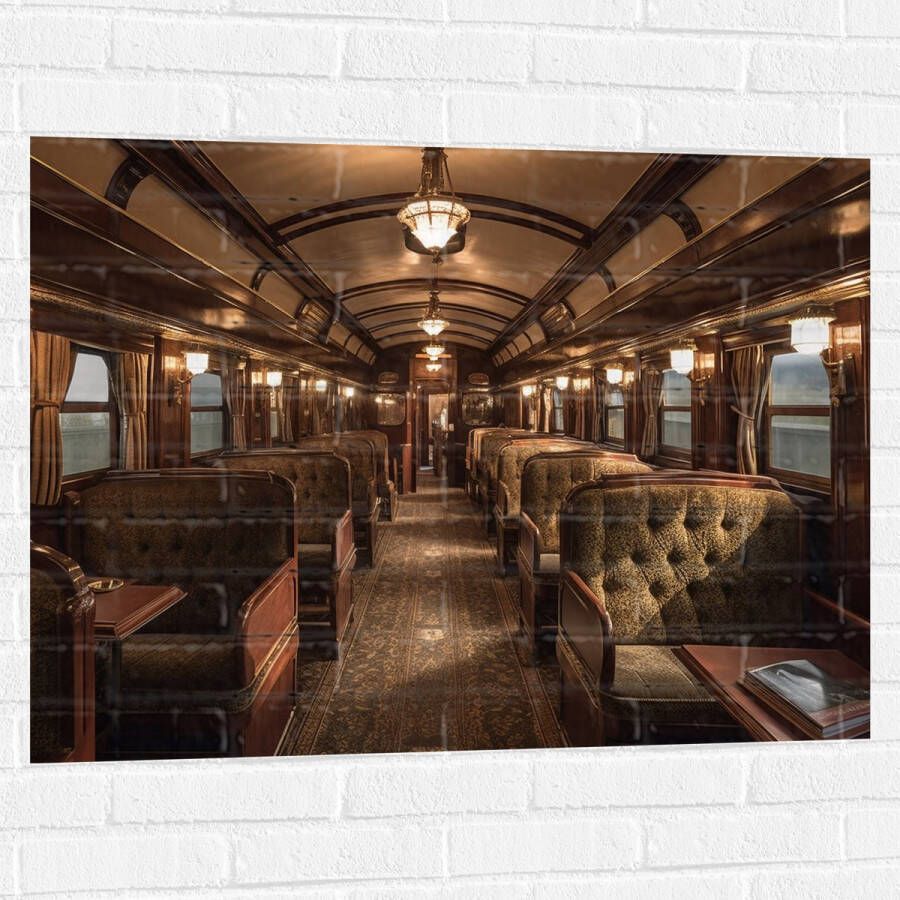 Muursticker Trein Stoelen Hout Lampen 100x75 cm Foto op Muursticker