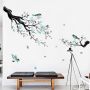 Muurstickers Blauwe Bloemen Waterverf Muurtattoo Bloesemboom Vogel Muursticker Woonkamer Slaapkamer Bank TV Achtergrond Wanddecoratie - Thumbnail 1