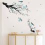 Muurstickers Blauwe Bloemen Waterverf Muurtattoo Bloesemboom Vogel Muursticker Woonkamer Slaapkamer Bank TV Achtergrond Wanddecoratie - Thumbnail 2