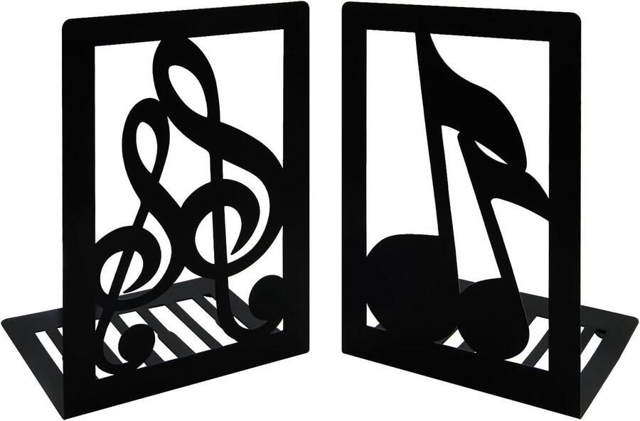 Muzieknoot Boekensteunen van Metaal in Zwart Creatieve Melodie Design Antislip Bureau Organizer voor Muziekliefhebber en Bibliotheek Set van 2
