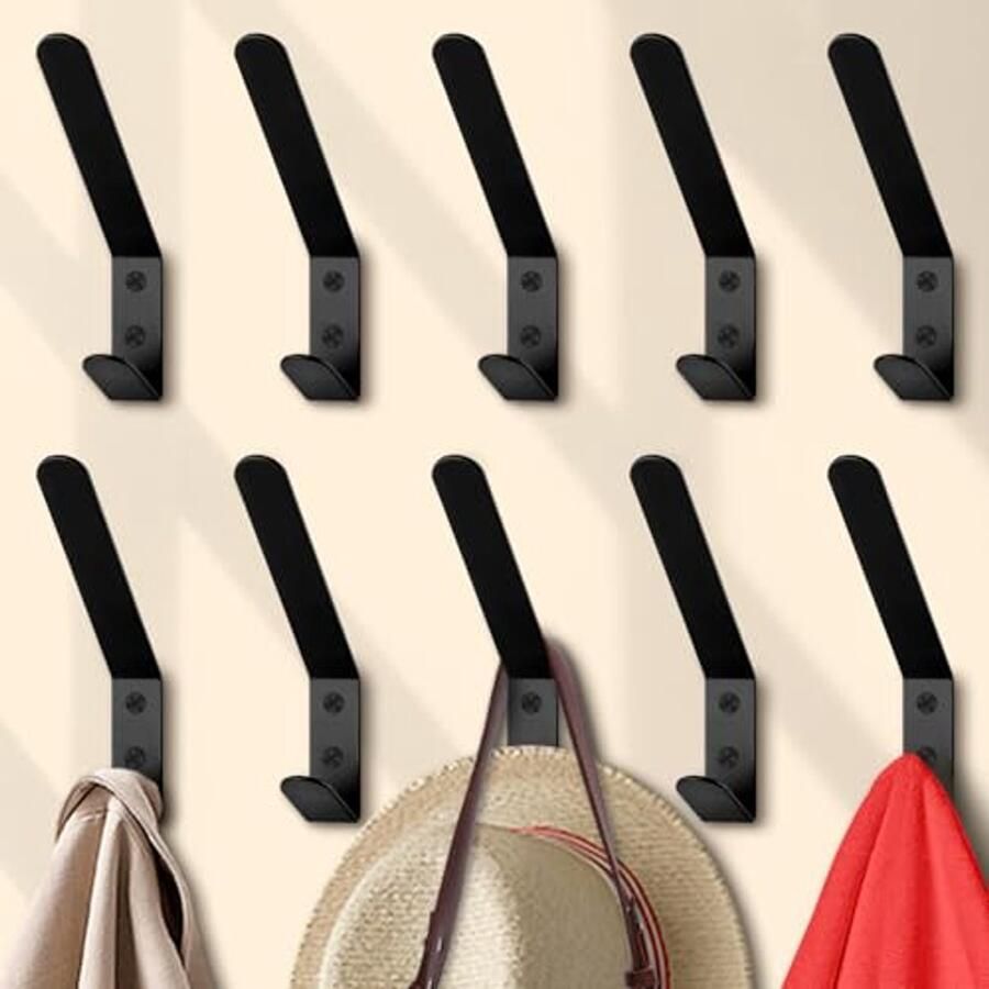 MXTIMWAN kapstokken 10 stuks handdoekhaken om te boren kapstokken aan de muur gemonteerd wandhaken voor garderobe metalen haken voor slaapkamer woonkamer badkamer