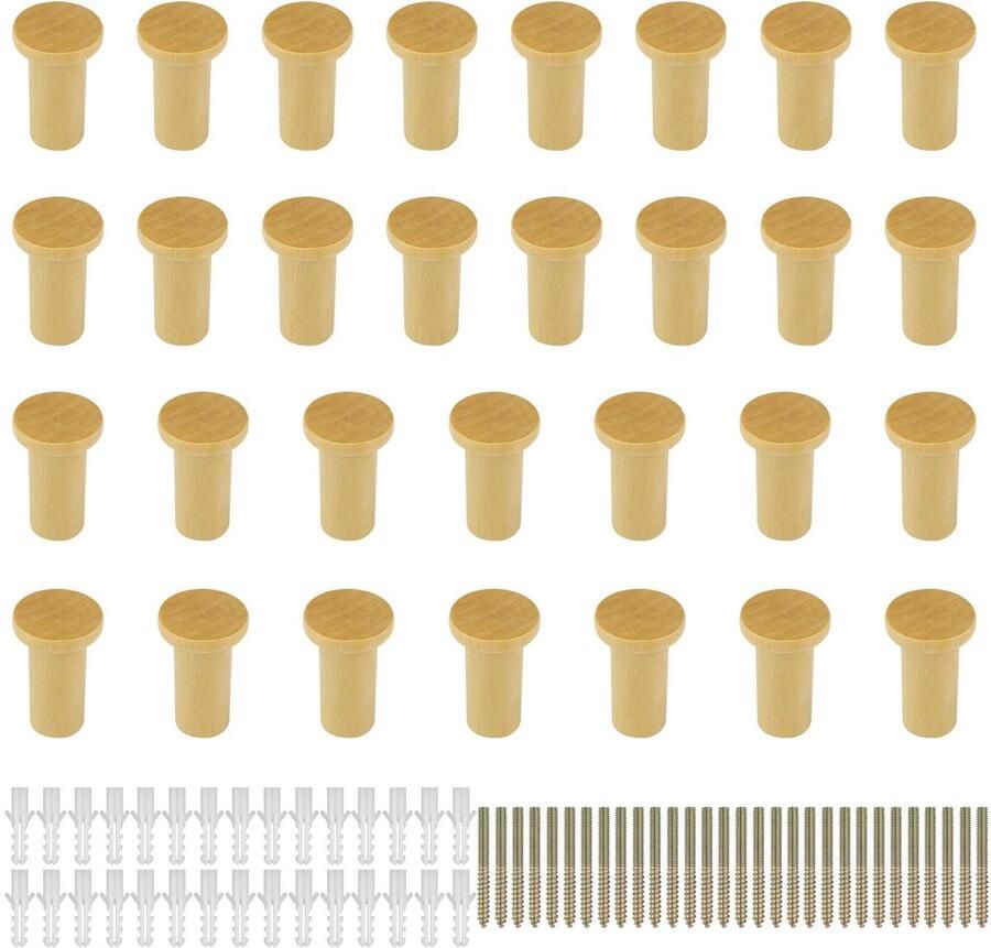 TheLau Stijlvolle Houten Meubelknoppen en Wandhaken Set voor Moderne Interieurs