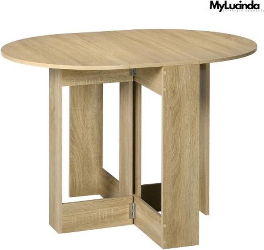 Mylucinda Opvouwbare Eettafel – Voor 1-2 Personen – Tafel Met 2 Inklapbare Vleugels – 104x76x74 cm – Gemaakt Van Eikenhout