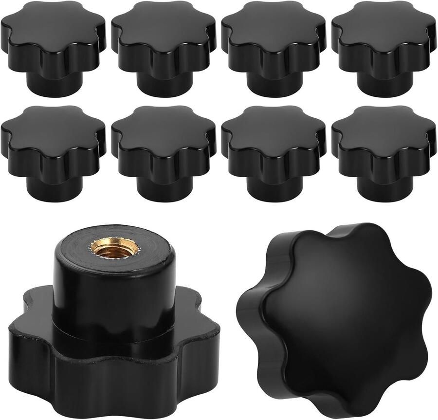 Mynoozi Knop 10 STKS M6 Zwarte Plastic Stervorm Vrouwelijke Schroefdraad Gekartelde Draad Klem Knop voor Machine Tool