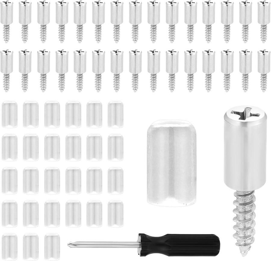 Mynoozi Pack of 100 Shelf Racks Insert Shelf Holders Shelf Pens with Rubber Protection Shelf Racks Floor Racks Self Tapping Screws Furniture Holder Cabinets Shelves Bookcases