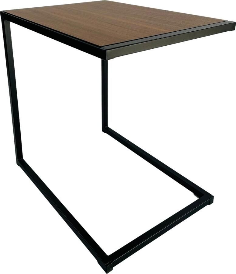 MYOP 5 Walnoot Laptoptafel Zwart Metaal 54x40x54