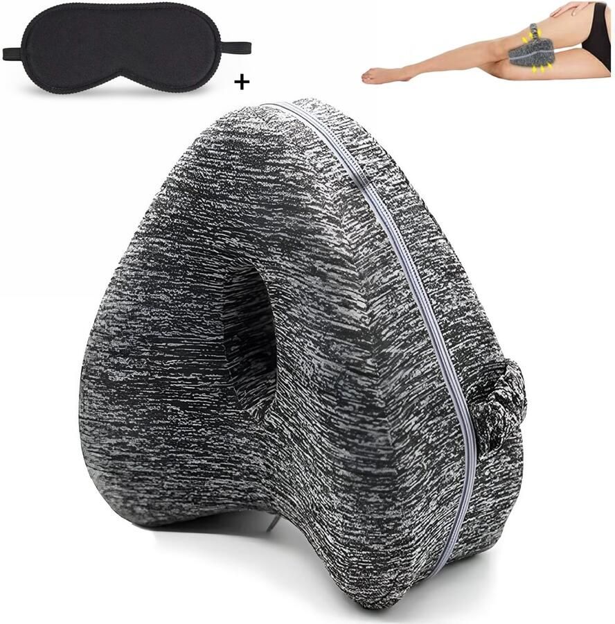 MZS Kniekussen voor Zijslapers + Slaapmasker Beenkussen voor Slaapcomfort in Bed Ideaal KnieKussen voor Zijdelings Slapen Ondersteuning voor Knieën en Heupen Perfect Cadeau voor Slaapliefhebbers