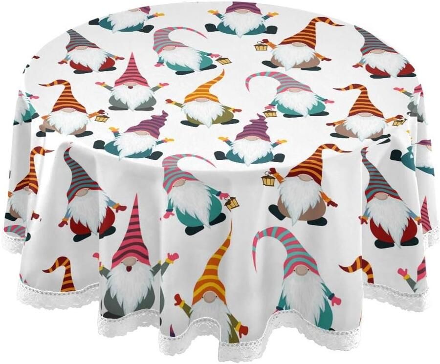 Naadloos decoratief kersttafelkleed voor ronde tafel feestelijk 1 stuk