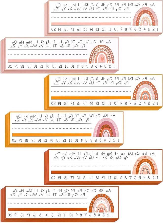 Naamplaatjes voor Bureau Set van 60 stuks 28x8cm Boho Design Regenboogpatroon Letters en Cijfers Studenten en Leraren Klaslokaal en Thuisgebruik