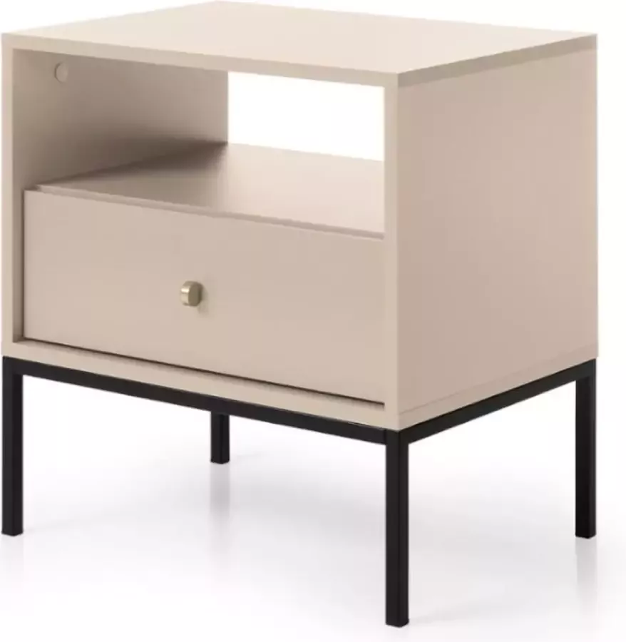 Vente-unique Nachtkastje 1 lade en 1 nis Beige BOGDAN L 54 cm x H 56 cm x D 39 cm - Foto 3