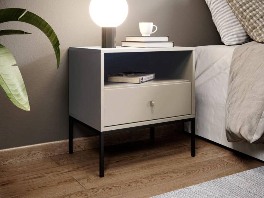 Vente-unique Nachtkastje 1 lade en 1 nis Beige BOGDAN L 54 cm x H 56 cm x D 39 cm - Foto 1