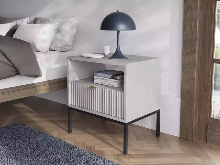 Pascal Morabito Nachtkastje 1 lade en 1 nis Grijs LIOUBA van L 54 cm x H 56 cm x D 39 cm - Foto 7