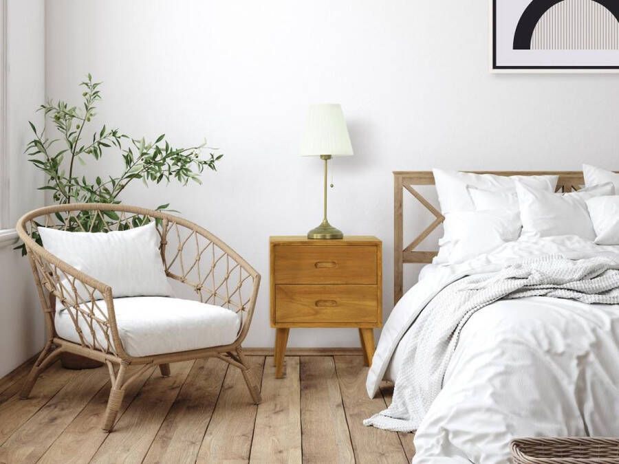 Vente-unique Nachtkastje met 2 lades – Mindihout – houtlook – PONIDA L 45 cm x H 55 cm x D 35 cm - Foto 3