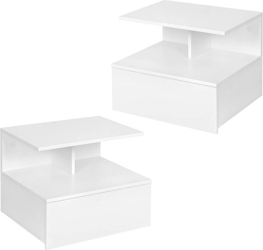 Rootz Living Rootz Nachtkastje aan de muur Zwevend nachtkastje Scandinavische bijzettafel E1 houtmateriaal 40 cm x 31 cm x 35 cm