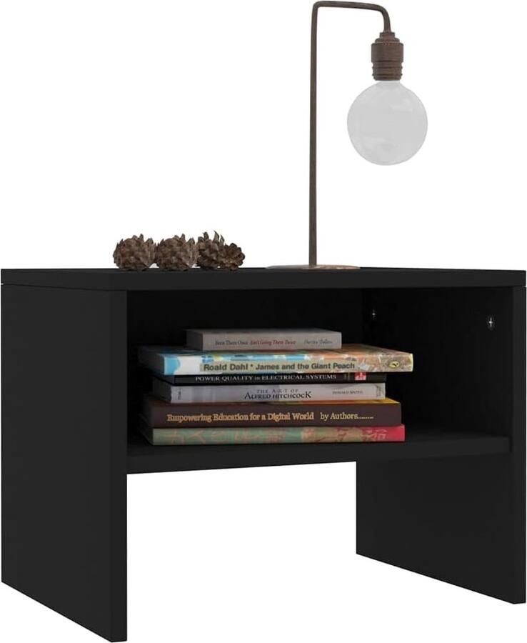 Nachtkastje Bedtafel Bijzettafel Nachtkastje Zwart 40 x 30 x 30 cm Spaanplaat