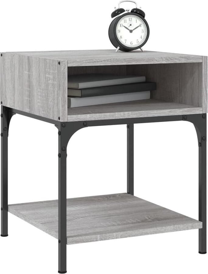 Nachtkastje Bedtafel Bijzettafel Sonoma Nachtkastje Grijs 40 x 41 x 50 cm Bewerkt hout