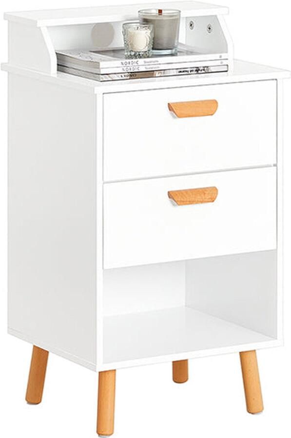 Rootz Living Rootz Nachtkastje Bijzettafel Functioneel met privacy Draadgat voor opladen Stevige beukenhouten poten 40 cm x 71 cm x 35 cm