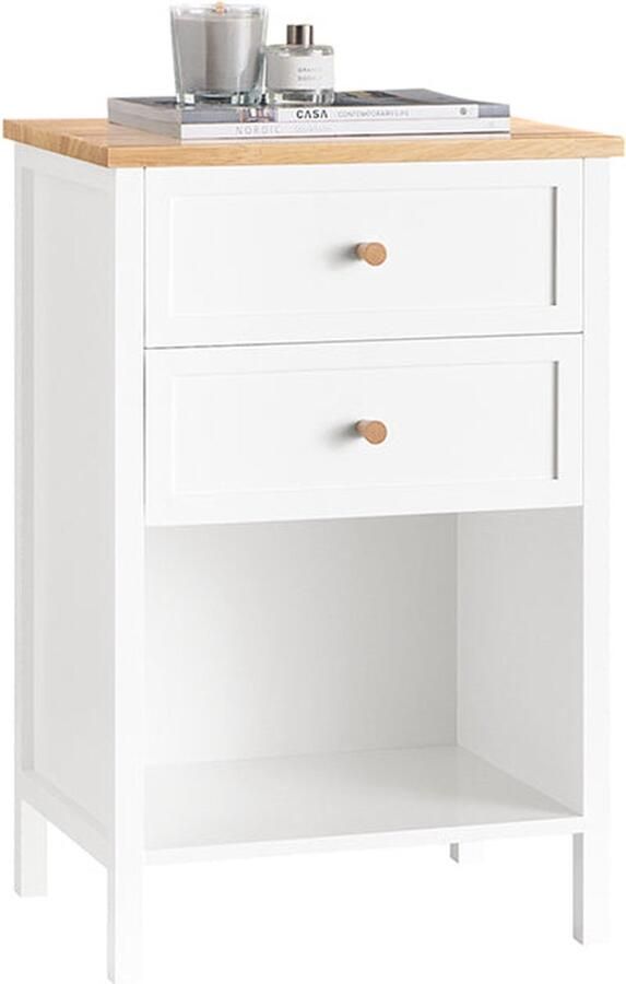 Rootz Living Rootz Nachtkastje Bijzettafel Functioneel met privacyopslag Eenvoudige montage Rubberhoutaccenten 40 cm x 60 cm x 30 cm