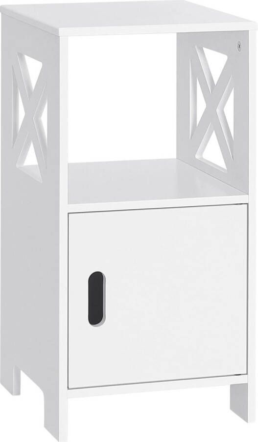 Nachtkastje Bijzettafel Industrieel Houten Nachtkastje Wit Met deurtje