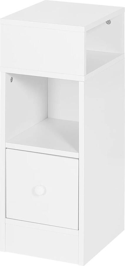 Nachtkastje Bijzettafel Industrieel Houten Nachtkastje Wit Met lade