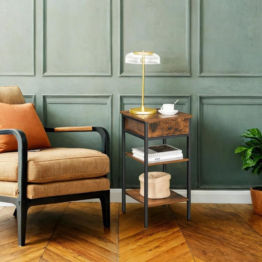 Nachtkastje bijzettafel lade en open vakken