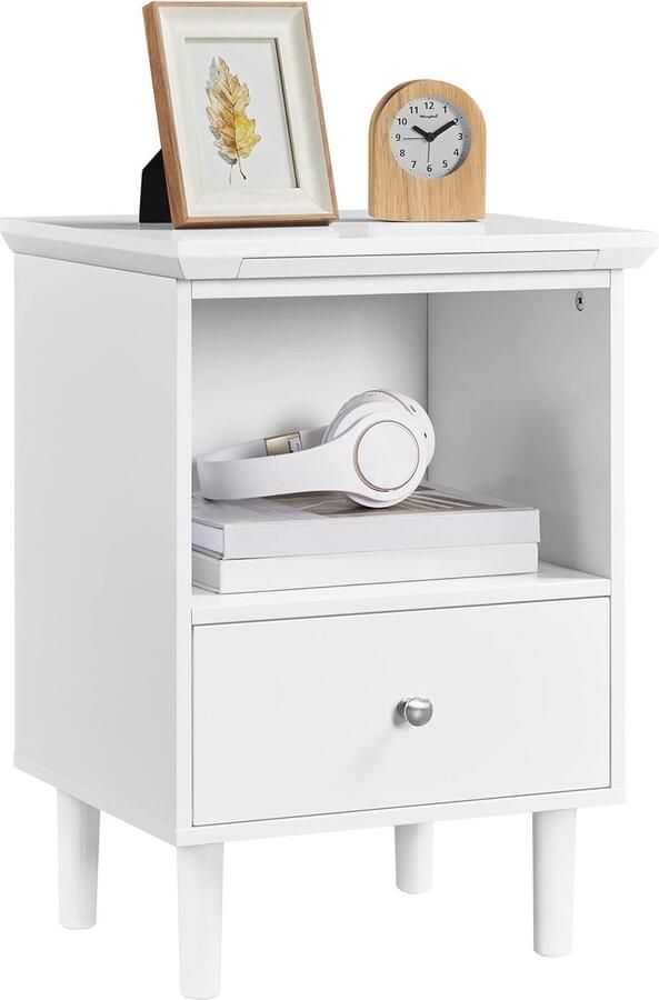 Nachtkastje bijzettafel met uittrekbare plank en lade eenvoudige nachtkastje voor slaapkamer en woonkamer 40 x 35 x 56 cm