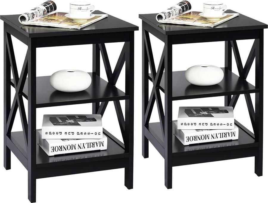 Nachtkastje Bijzettafel Set Van 2 Woonkamer Opbergruimte Multifunctioneel