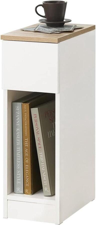 Nachtkastje Bijzettafel Sofa Salontafel 20x35x60cm FBT111-WN met Lade voor Woonkamer Slaapkamer of Kantoor