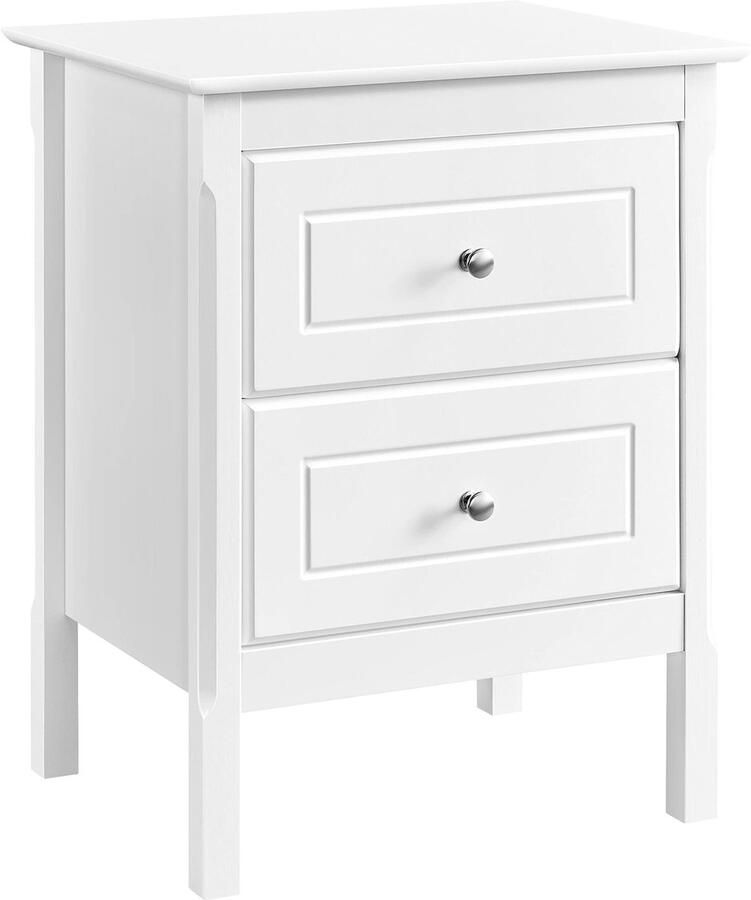 Nachtkastje bijzettafel sofastafel met 2 laden wit organizer slaapkamer en woonkamer 48 x 40 x 61 cm