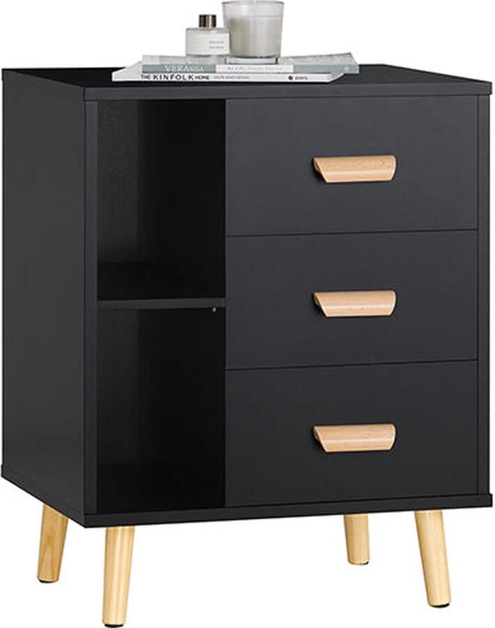 Rootz Living Rootz Nachtkastje Bijzettafel Telefoontafel Moderne charme Eenvoudige montage Compact ontwerp 48 cm x 60 cm x 40 cm Zwart FBT95-SCH