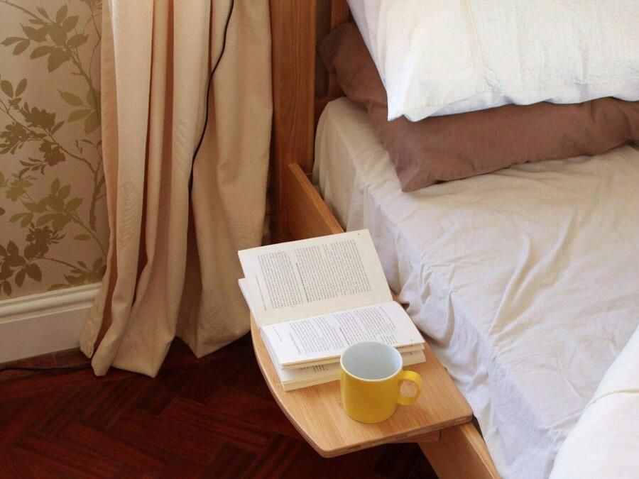 Nachtkastje clip-on hangplank van natuurlijk bamboe (klemmen 26 mm wit) Praktisch en stijlvol Beside shelf - Foto 2